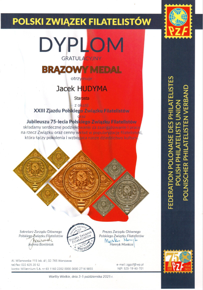 Dyplom gratulacyjny dla starosty