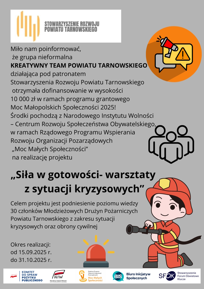 Plakat projektu "Siła w gotowości - warsztaty z sytuacji kryzysowych"