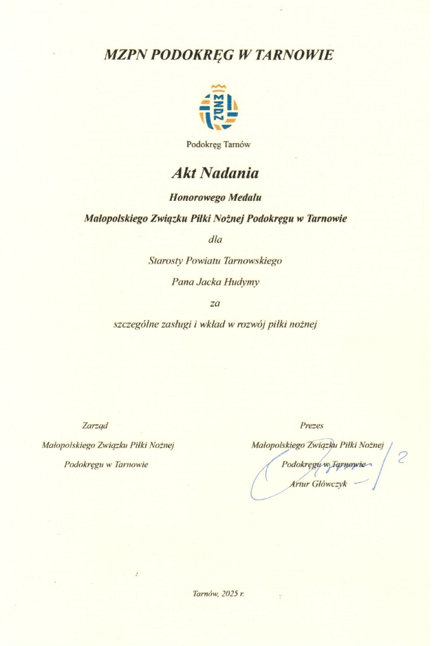 Wyróżnienie - dyplom okolicznościowy