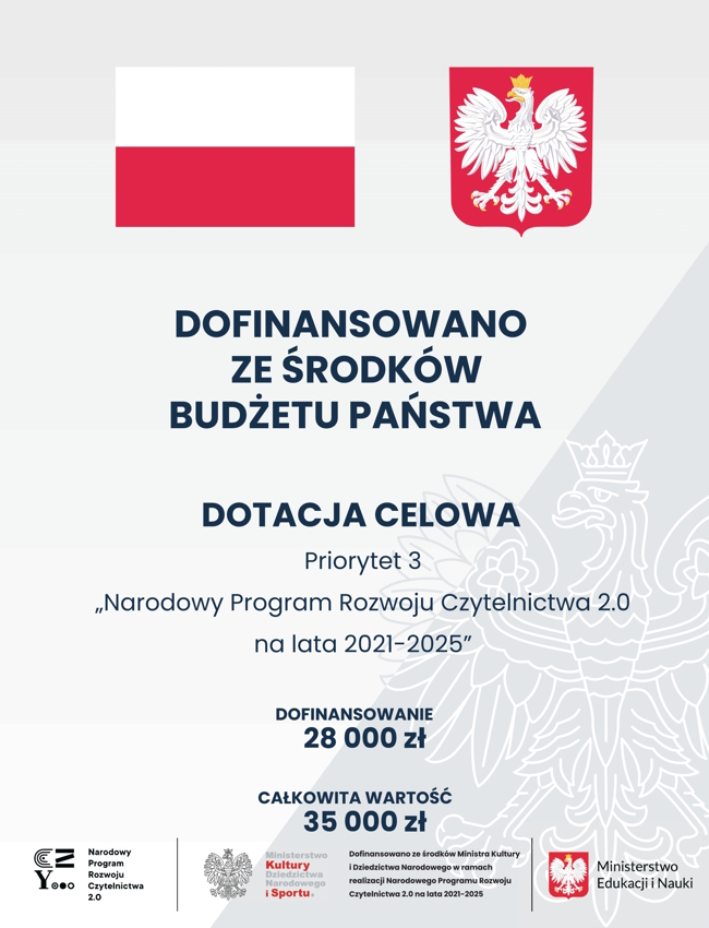 Plakat programu: Narodowy Program Rozwoju Czytelnictwa 2.0 na lata 2021-2025 - 2025 