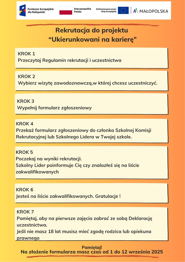 Plakat programu: "Ukierunkowani na karierę" - rekrutacja wrzesień 2025