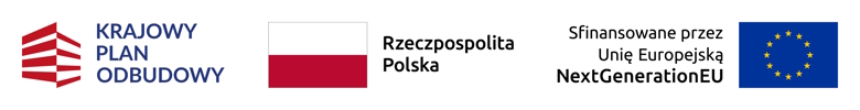 Baner informacyjny: Logotypy Krajowego Planu Odbudowy, Rzeczypospolitej Polskiej i Unii Europejskiej – NextGenerationEU